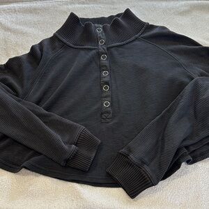 NWOT -FP Movement- Black Ribbed Women's cropped Sweater size XS